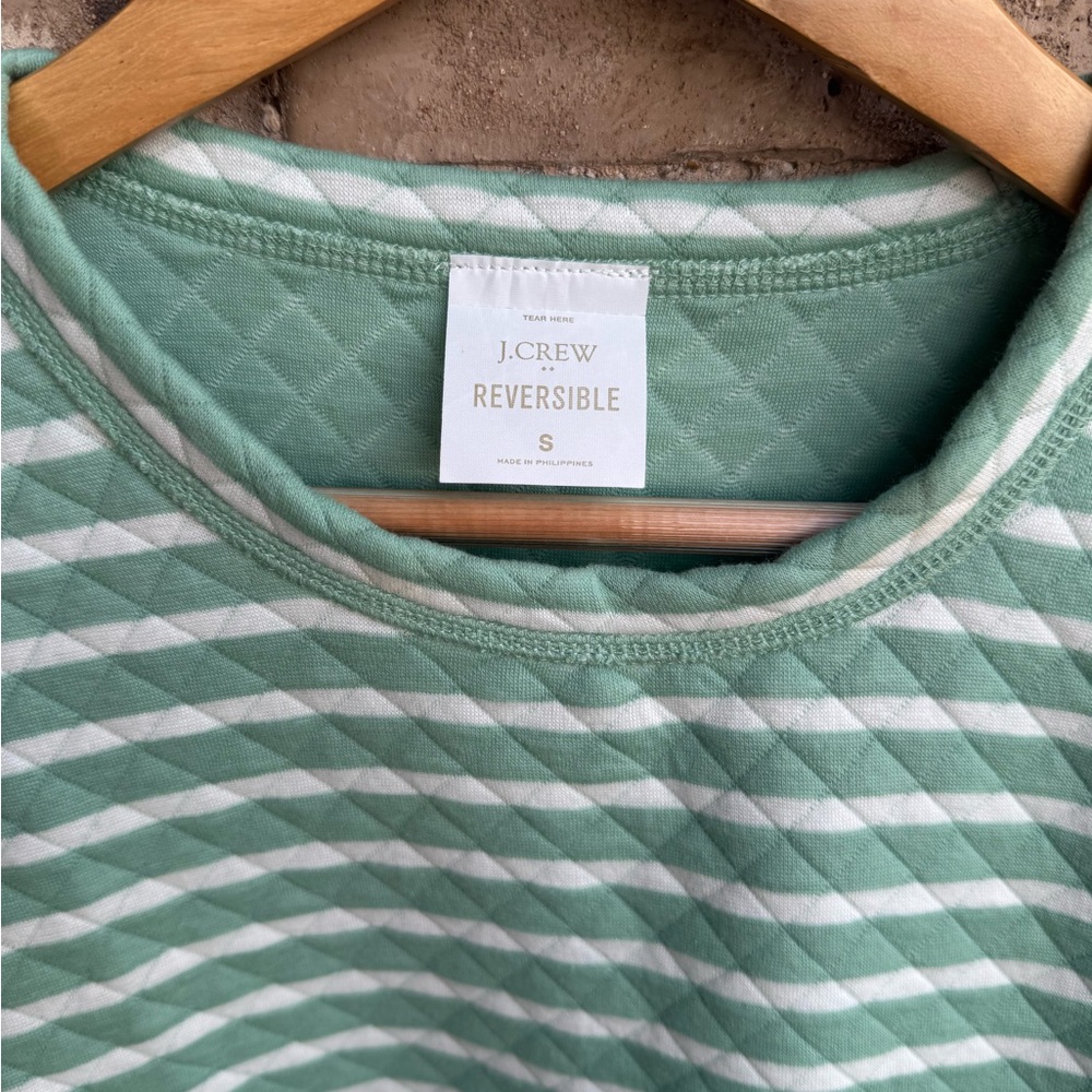 J. Crew Reversible quilted pullover Eucalyptus Steam Ivory size S - Picture 5 of 9